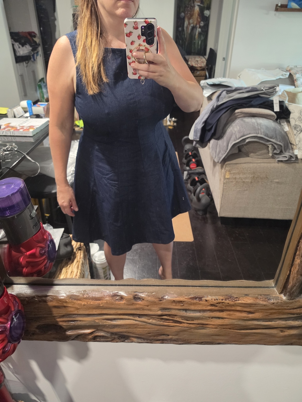 NWT Suzy Shier Sleeveless Denim Fit-and-Flare Dress